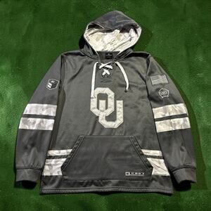 Oklahoma Sooners Hoodie Mens L Colosseum OHT Military Camo Lace Up Jersey
